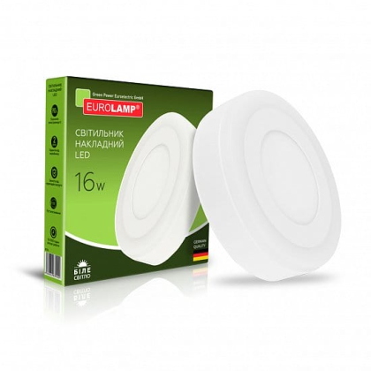 LED Світильник круглий накладний 16W-4000K EUROLAMP, Eurolamp, LED-NLR-16/4