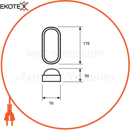 EUROLAMP LED Светильник овальный накладной ЖКХ с датчиком движения G10 12W 5000K (60)