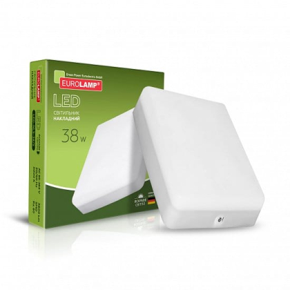 Світлодіодний LED Світильник EUROLAMP квадратний накладний GL 38W 5000K, Eurolamp, LED-NLS-38/5