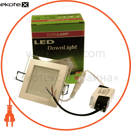 Eurolamp LED-PLS-6/3(скло) led panel (квадр.) 6w 3000k 220v скло