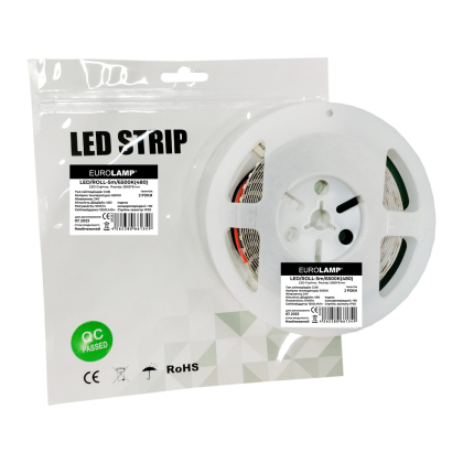 LED Стрічка COB EUROLAMP 480 діодів-5м-24V-6500K, Eurolamp, LED/ROLL-5m/6500K(480)