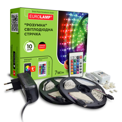 Готовий набір LED Стрічка EUROLAMP RGB-2*5м-12V, Eurolamp, LED/SET-10M/RGB