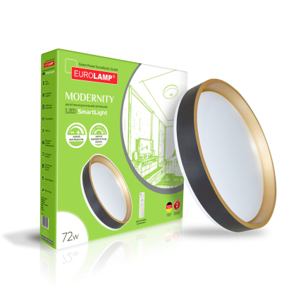 LED Світильник EUROLAMP з пультом керування Modernity Black 72W-3000-6500K, Eurolamp, LED-SL-72W-T25(black)