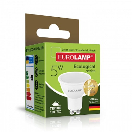 LED Лампа точкова EUROLAMP MR16-5W-GU10-3000K, Eurolamp, LED-SMD-05103(P)