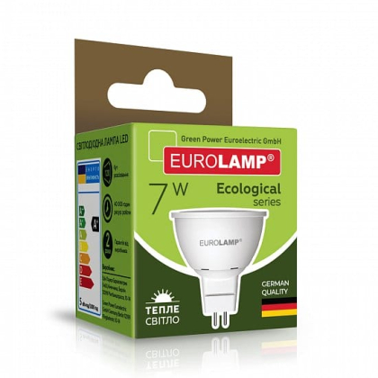 LED Лампа точкова EUROLAMP MR16-7W-GU5.3-3000K, Eurolamp, LED-SMD-07533(P)