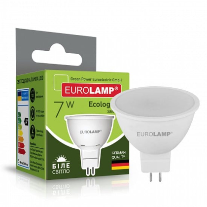 LED Лампа точкова EUROLAMP MR16-7W-GU5.3-4000K, Eurolamp, LED-SMD-07534(P)