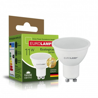 LED Лампа точкова EUROLAMP MR16-11W-GU10-3000K, Eurolamp, LED-SMD-11103(P)