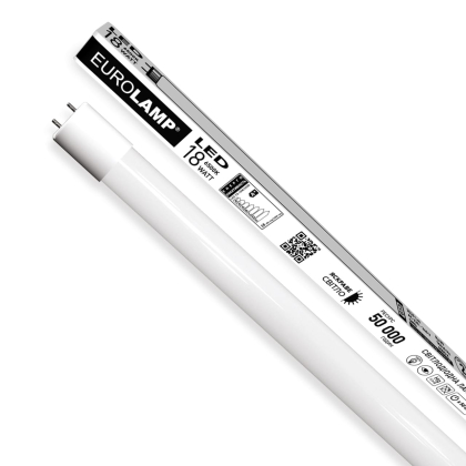 LED Лампа лінійна Т8 скло EUROLAMP 18W-6500K-140lm/W, Eurolamp, LED-T8-18W/6500(140lm/W)