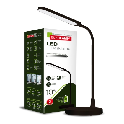 LED Світильник настільний USB+BATTERY 10W-4000K EUROLAMP, Eurolamp, LED-TLB-10W(black)