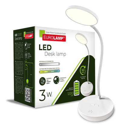 LED Світильник настільний USB+BATTERY 3W-2700-6000K EUROLAMP, Eurolamp, LED-TLB-3W(white)USB(A)