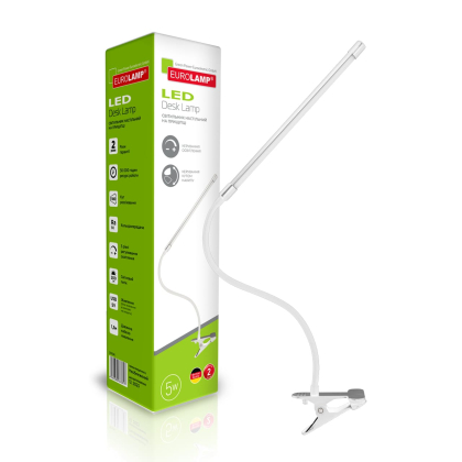 EUROLAMP LED Світильник настільний на прищіпці 5W 6500K білий, Eurolamp, LED-TLP-5W(white)