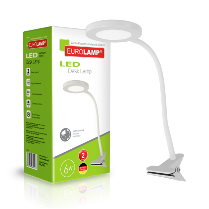EUROLAMP LED Світильник настільний на прищіпці 6W 5000K білий, Eurolamp, LED-TLP-6W(white)
