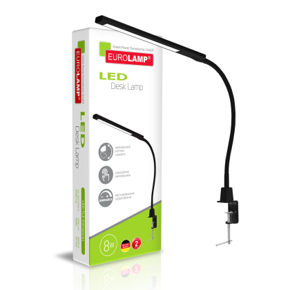 EUROLAMP LED Світильник настільний на струбцині 8W 5000K чорний, Eurolamp, LED-TLS-8W(black)