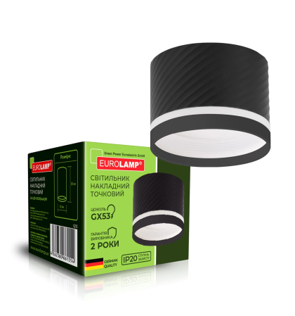 EUROLAMP LED Світильник точковий для ламп GX53 чорний N1, Eurolamp, LH-LED-GX53(black)N1