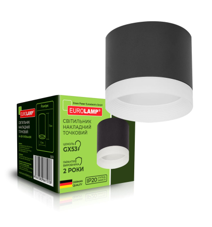 EUROLAMP LED Світильник точковий для ламп GX53 чорний N2, Eurolamp, LH-LED-GX53(black)N2