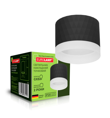 EUROLAMP LED Світильник точковий для ламп GX53 чорний N3, Eurolamp, LH-LED-GX53(black)N3
