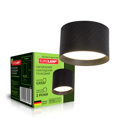 EUROLAMP LED Світильник точковий для ламп GX53 чорний N4, Eurolamp, LH-LED-GX53(black)N4