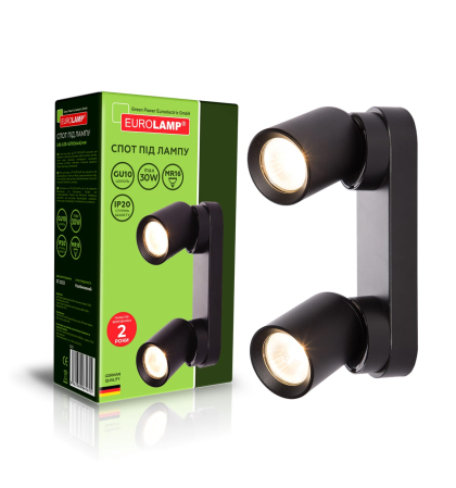 EUROLAMP Світильник спот для ламп 2*30Вт GU10 чорний, Eurolamp, LH2-LED-GU10(black)new
