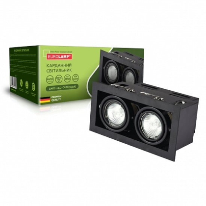 Світильник карданний врізний для ламп GU10*2 EUROLAMP, Eurolamp, LHK2-LED-GU10(black)