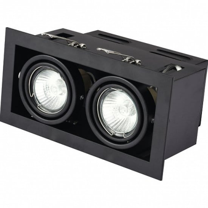 Світильник карданний врізний для ламп GU10*2 EUROLAMP, Eurolamp, LHK2-LED-GU10(black)
