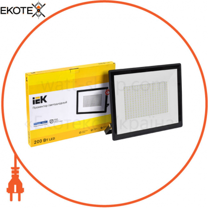 Прожектор СДО 06-200 світлодіодний чорний IP65 6500 K IEK