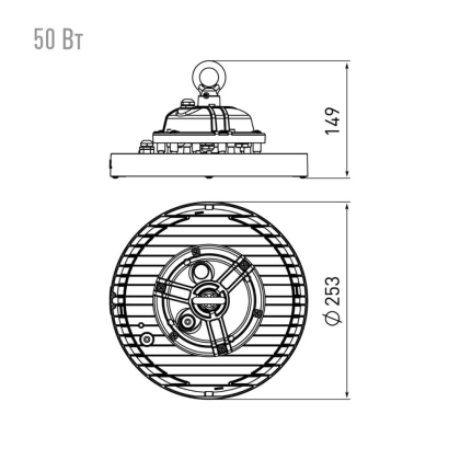 Підвісний промисловий світлодіодний світильник MAXUS ASSISTANCE HIGHBAY BASIC 50W 850 IP65 BL 02, Maxus, MAHB-BSC-050-BL-02