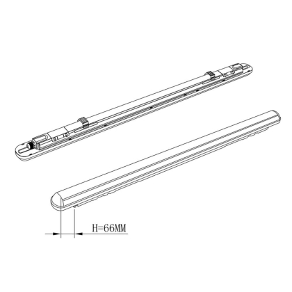 Лінійний світильник Maxus assistance LINE BASIC PL 600mm 20W 5000K IP65 Gray, Maxus, MALN-BSCPL-06-205-GR