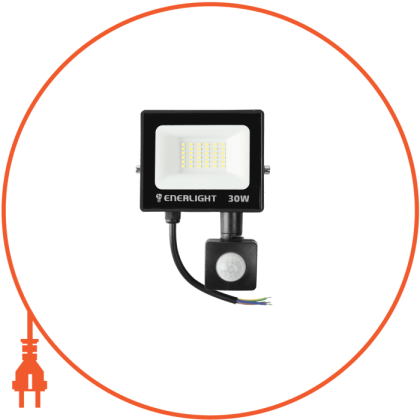 Прожектор світлодіодний ENERLIGHT MANGUST 30Вт 6500K з датчиком, Enerlight, MANGUST30SMD80СS