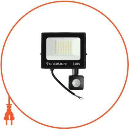 Прожектор світлодіодний ENERLIGHT MANGUST 50Вт 6500K з датчиком, Enerlight, MANGUST50SMD80СS