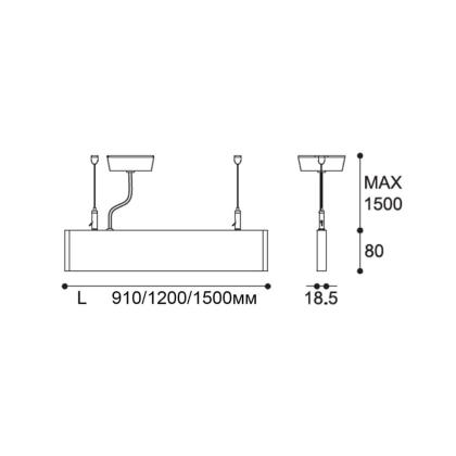 Світильник лінійний Maxus assistance Line Slim Pro 30W 80Ra 4000 900mm 140B Down IP20 Black linkable, Maxus, MASL-30-84-09DCL-BL
