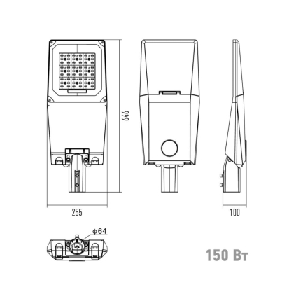 Світильник вуличний консольний MAXUS ASSISTANCE STREET PRO 150W 4000K IP66 Gray DIM NEMA7 TIME, Maxus, MAST-PRO-150W4K-DNT