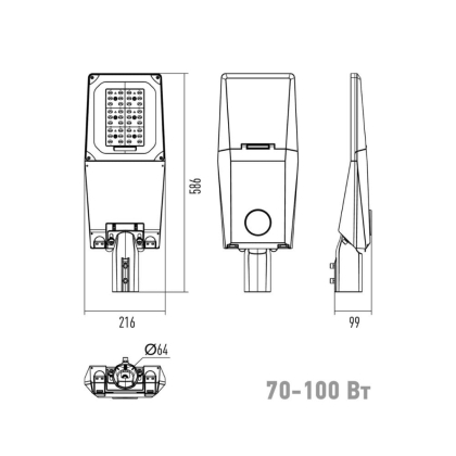 Світильник вуличний консольний MAXUS ASSISTANCE STREET PRO 70W 4000K IP66 Gray TIME, Maxus, MAST-PRO-70W4K-T