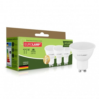 Промо-набір LED Лампи MR16 EUROLAMP 11W-GU10-3000K “2+1”, Eurolamp, MLP-LED-SMD-11103(3)