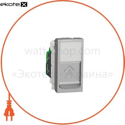 Розетка комп'ютерна RJ45, одинарна категорія 6 ​​STP, 1 модуль алюміній, Schneider, NU341630