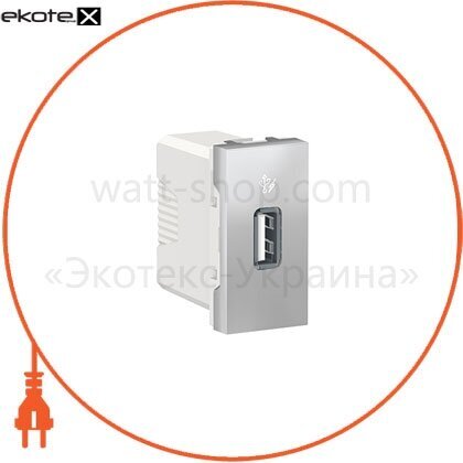 Розетка USB 1 модуль алюміній, Schneider, NU342830