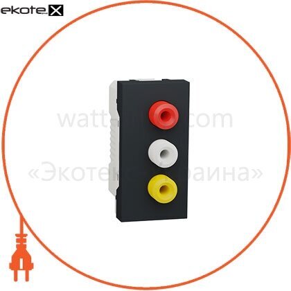 Розетка 3 RCA, 1 модуль антрацит, Schneider, NU343154