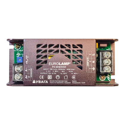 Блок живлення для світлодіодної стрічки 60W 12V 5A EUROLAMP, Eurolamp, PS-60W(12V)