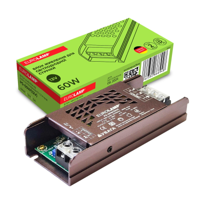 Блок живлення для світлодіодної стрічки 60W 12V 5A EUROLAMP, Eurolamp, PS-60W(12V)