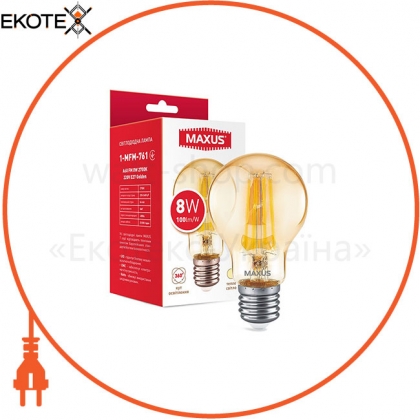 Maxus 1-MFM-761 лампа светодиоднаяa60 fm 8w 2700k 220v e27 golden