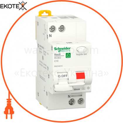 Диф. автомат RESI9 6kA 1P + N 10A C 30mA А, Schneider, R9D55610