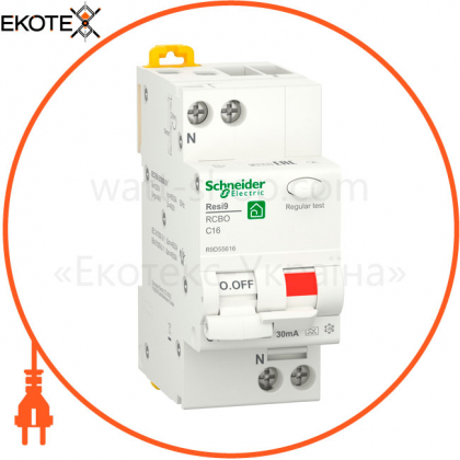 Диф. автомат RESI9 6kA 1P + N 16A C 30mA А, Schneider, R9D55616