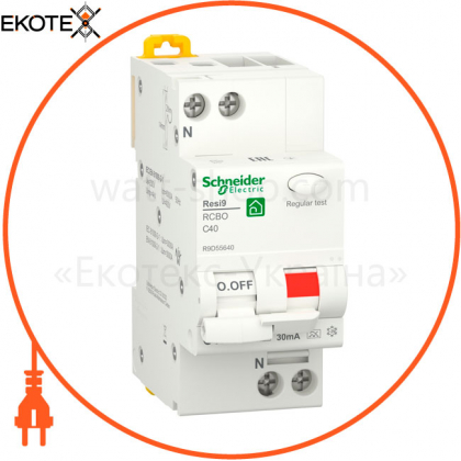 Диф. автомат RESI9 6kA 1P + N 40A C 30mA А, Schneider, R9D55640