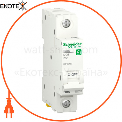 Автоматичний вимикач RESI9 6kA 1P 50A В, Schneider, R9F02150