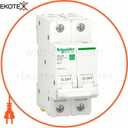 Автоматичний вимикач RESI9 6kA 2P 10A В, Schneider, R9F02210