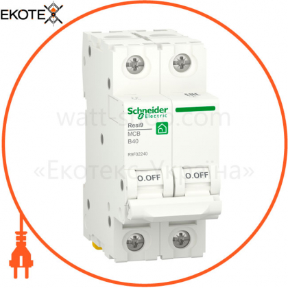 Автоматичний вимикач RESI9 6kA 2P 40A В, Schneider, R9F02240