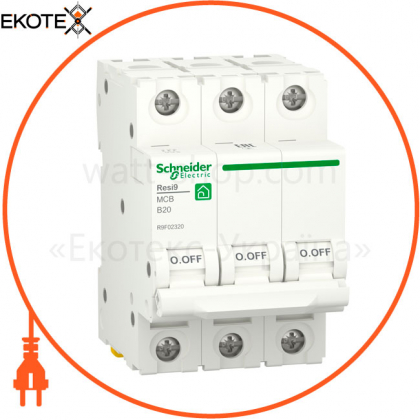 Автоматичний вимикач RESI9 6kA 3P 20A В, Schneider, R9F02320