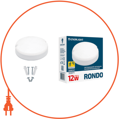 Світильник світлодіодний ENERLIGHT RONDO 12Вт 5000К IP65 з датчиком руху, Enerlight, RONDO12SMD80NMS