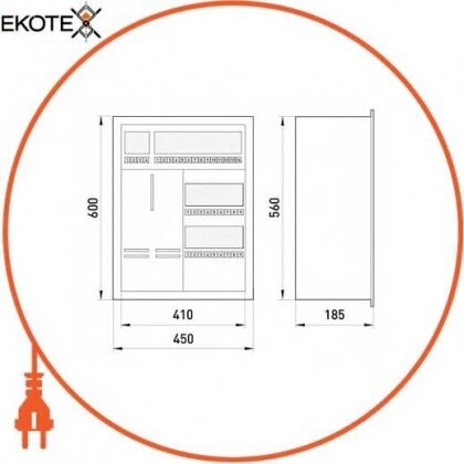 Шафа розподільний e.mbox.RW-36-P-Z мет. вбудовуваний, 3-ф. лічильник,36 мод. замком, 560х410х185 мм, Enext, RW-36-P-Z