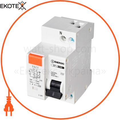 Диференціальний автоматичний вимикач ENERGIO SP-L 1P+N C 40А 4.5кА