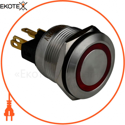 Кнопка металлическая ENERGIO TYJ22-271 с подсветкой без фиксации 220В красная NO+NC